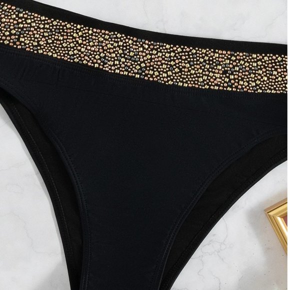 Studded Halter High Waisted Bikini Swimsuit Bathing suit - Picture 4 of 8